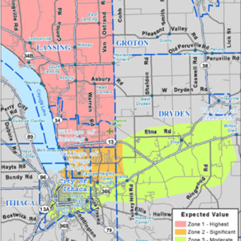A zone map of the Lansing boosted incentive areas. It is tiny and low-resolution.